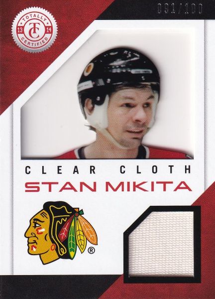 jersey karta STAN MIKITA 13-14 Totally Certified Clear Cloth Jersey /100